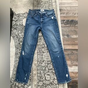 PAIGE Women's Blue Skinny Jeans with Subtle Distressing